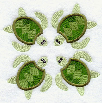 Sea Turtle Quilt Block - 4 Block - Lg