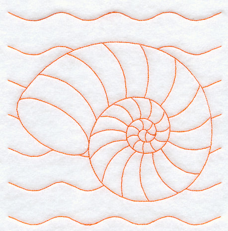 Nautilus Seashell Quilting Square (Double Run)
