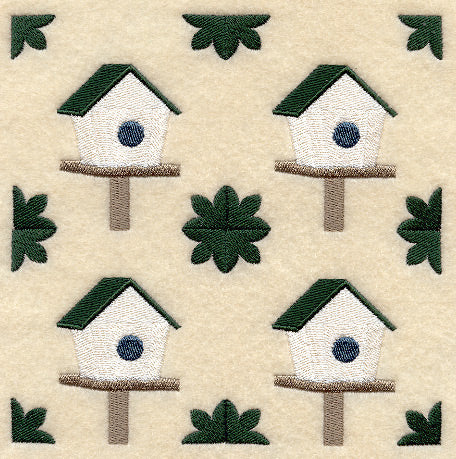 Birdhouse 2 Quilt Block - 4 Block - Lg