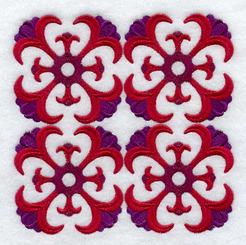Tulips Quilt Block - 4 Block - Lg