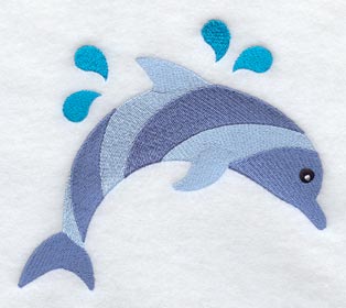 Dolphin Quilt Block - Mirror - Lg