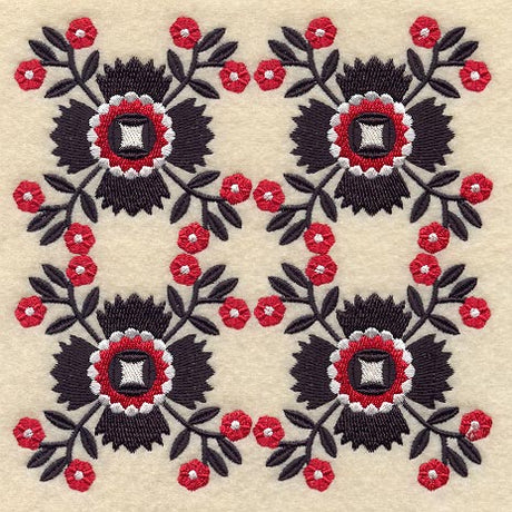 Whig Rose Quilt Block - 4 Block - Lg