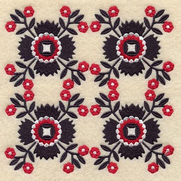 Whig Rose Quilt Block - 4 Block - Lg