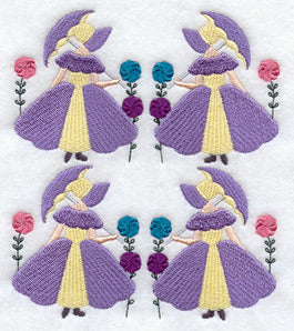 Umbrella Girl Quilt Block - 4 Block - Lg