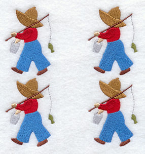 Fisherman Fred Quilt Block - 4 Block - Lg
