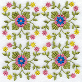 Rose of Sharon Quilt Block - 4 Block Lg