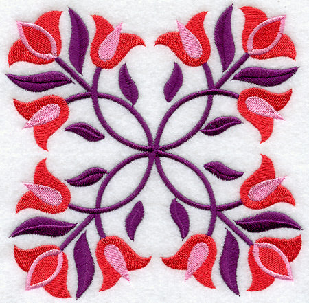 Triple Tulips Quilt Block - Lg
