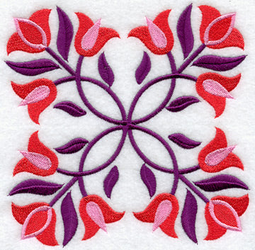 Triple Tulips Quilt Block - Lg