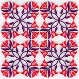 Triple Tulips Quilt Block - 4 Block Lg