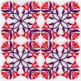 Triple Tulips Quilt Block - 4 Block Lg
