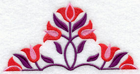 Triple Tulips Quilt Block - Half Lg