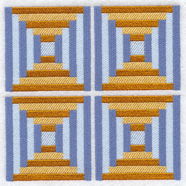 Log Cabin 1 Quilt Block - 4 Block Lg