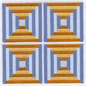 Log Cabin 1 Quilt Block - 4 Block Lg