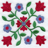 Rose and Tulip Quilt Block 1 - Lg