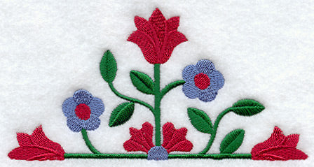 Rose and Tulip Quilt Block 1 - Half Lg