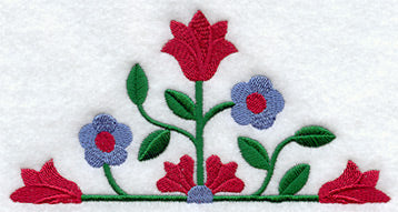 Rose and Tulip Quilt Block 1 - Half Lg