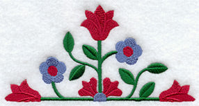 Rose and Tulip Quilt Block 1 - Half Lg