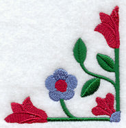 Rose and Tulip Quilt Block 1 - Quarter Lg