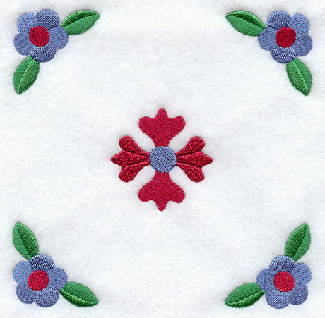 Rose and Tulip Quilt Block 2 - Lg