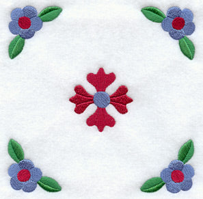 Rose and Tulip Quilt Block 2 - Lg