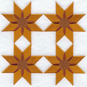 Kansas Sunflower Quilt Block - 4 Block Lg