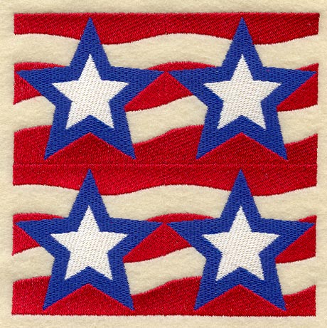 Star and Stripes Quilt Block - 4 Block Lg