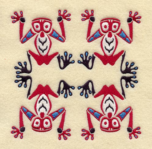 Creation Frog Quilt Block - 4 Block Lg