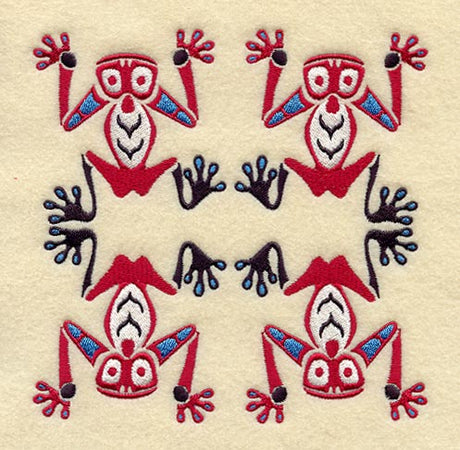 Creation Frog Quilt Block - 4 Block Lg