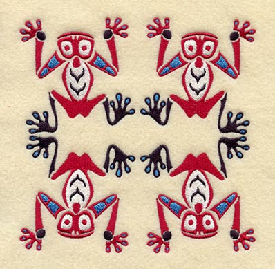 Creation Frog Quilt Block - 4 Block Lg