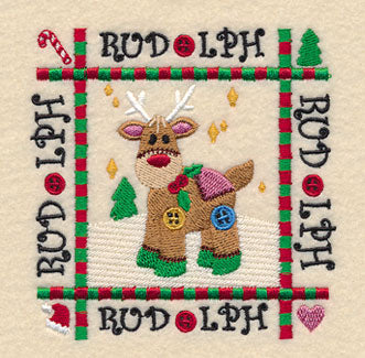 Rudolph Quilt Block - Lg