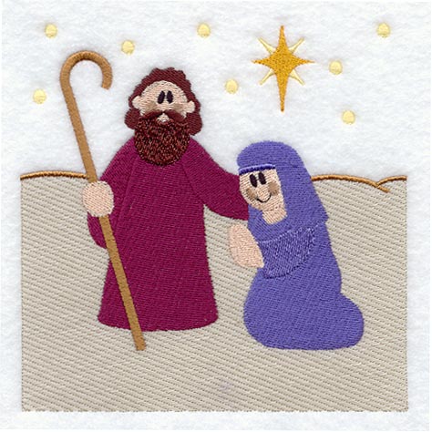 Nativity Mary and Joseph Quilt Block - Lg