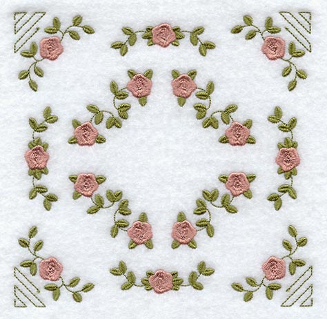 Heirloom Rose Quilt Block - Lg