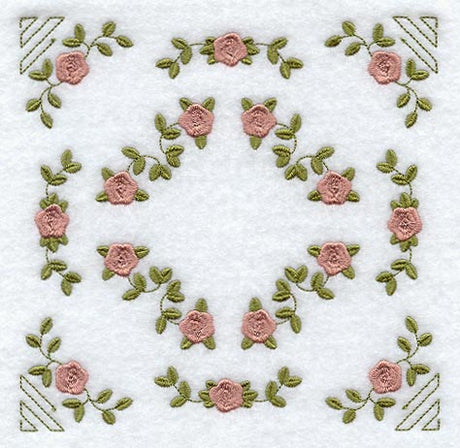 Heirloom Rose Quilt Block - Lg