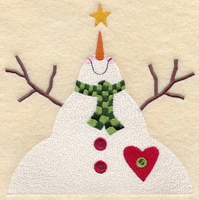 Snowman and Star Quilt Block - Lg