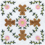Heirloom Teddy Bear Quilt Block - Lg