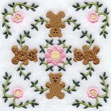 Heirloom Teddy Bear Quilt Block - Lg
