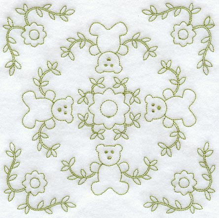 Heirloom Teddy Bear Quilting Square (Double Run)