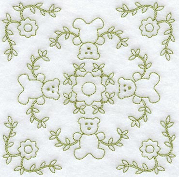 Heirloom Teddy Bear Quilting Square (Double Run)