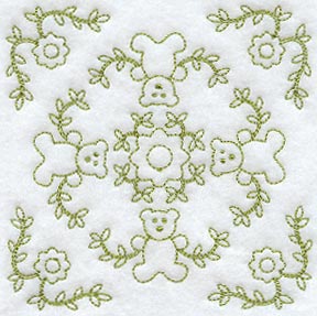 Heirloom Teddy Bear Quilting Square (Double Run)