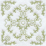 Heirloom Teddy Bear Quilting Square (Double Run)