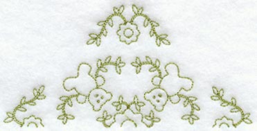 Heirloom Teddy Bear Half Quilting Square (Double Run)