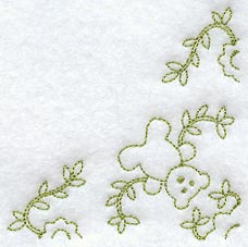 Heirloom Teddy Bear Quarter Quilting Square (Double Run)