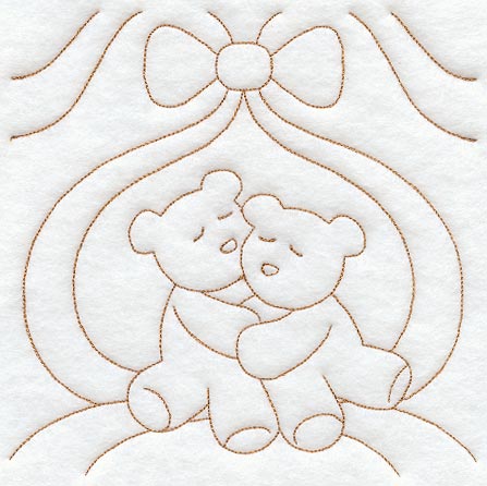 Hugging Teddy Bear Quilting Square (Double Run)