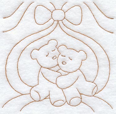 Hugging Teddy Bear Quilting Square (Double Run)