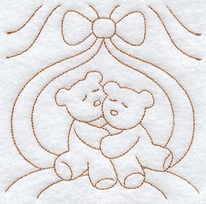 Hugging Teddy Bear Quilting Square (Double Run)