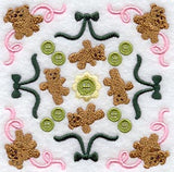 Heirloom Teddy Bears and Ribbons Quilt Block - Lg