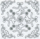 Heirloom Teddy Bears Ribbons Quilting Square (Double Run)