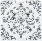 Heirloom Teddy Bears Ribbons Quilting Square (Double Run)