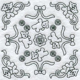 Heirloom Teddy Bears Ribbons Quilting Square (Double Run)