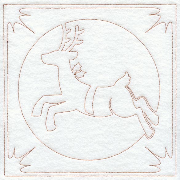 Night Before Christmas Reindeer Quilting Square (Single Run)